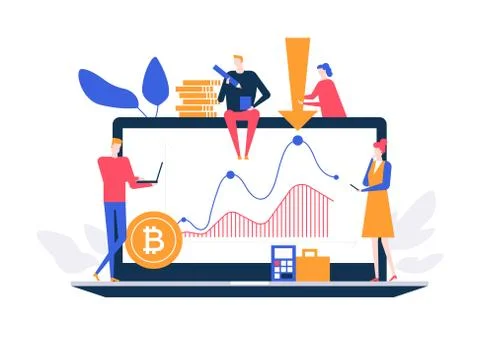 Cryptocurrency concept - flat design style colorful illustration Stock Illustration