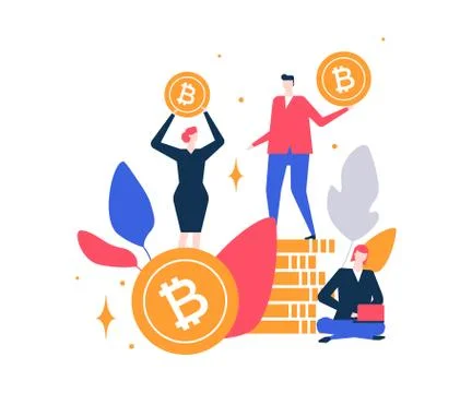 Cryptocurrency concept - flat design style colorful illustration Stock Illustration
