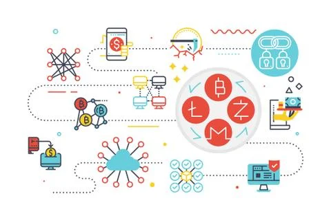 Cryptocurrency concept illustration Stock Illustration