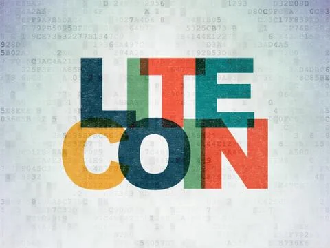 Cryptocurrency concept: Litecoin on Digital Data Paper background 스톡 일러스트