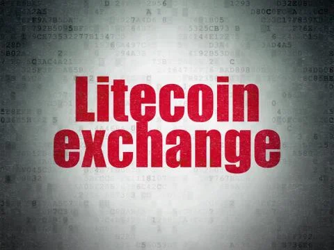 Cryptocurrency concept: Litecoin Exchange on Digital Data Paper background Stock Illustration