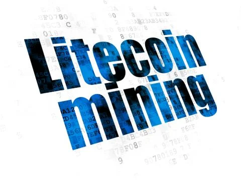 Cryptocurrency concept: Litecoin Mining on Digital background Stockillustratie