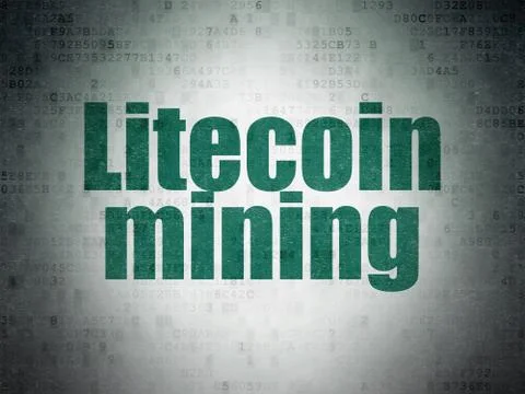 Cryptocurrency concept: Litecoin Mining on Digital Data Paper background Stock Illustration
