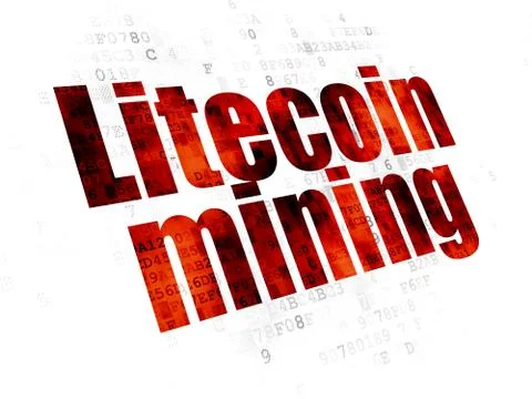Cryptocurrency concept: Litecoin Mining on Digital background 库存插图