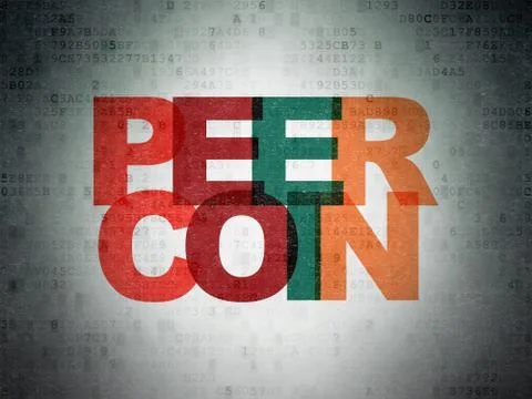 Cryptocurrency concept: Peercoin on Digital Data Paper background 스톡 일러스트