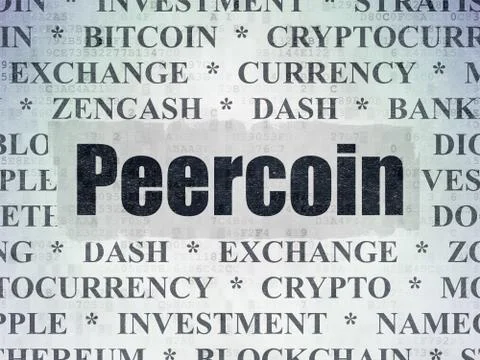 Cryptocurrency concept: Peercoin on Digital Data Paper background Stockillustratie