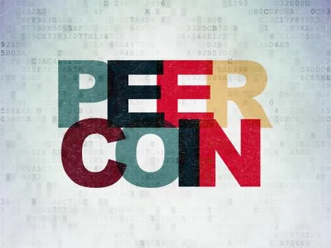 Cryptocurrency concept: Peercoin on Digital Data Paper background Stock Illustration
