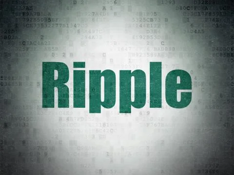 Cryptocurrency concept: Ripple on Digital Data Paper background Illustrazione stock