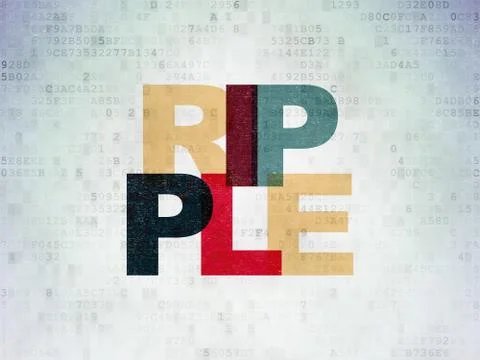 Cryptocurrency concept: Ripple on Digital Data Paper background Illustrazione stock
