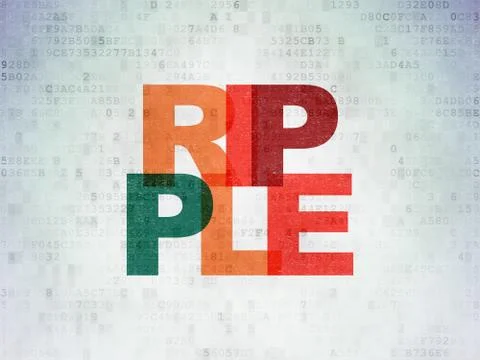 Cryptocurrency concept: Ripple on Digital Data Paper background Illustrazione stock