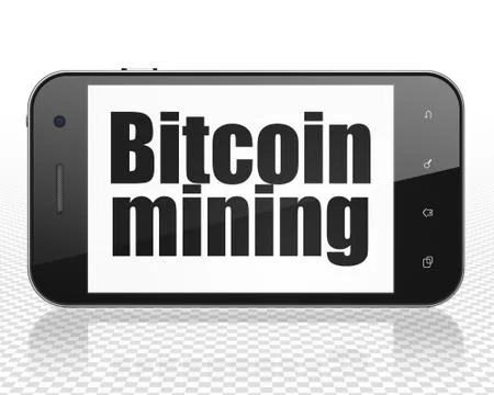 Cryptocurrency concept: Smartphone with Bitcoin Mining on display イラスト素材