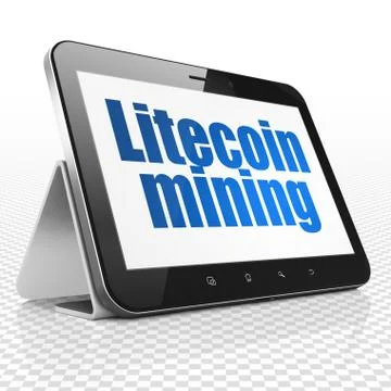Cryptocurrency concept: Tablet Computer with Litecoin Mining on display Illustrazione stock