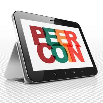 Cryptocurrency concept: Tablet Computer with Peercoin on  display Stock Illustration