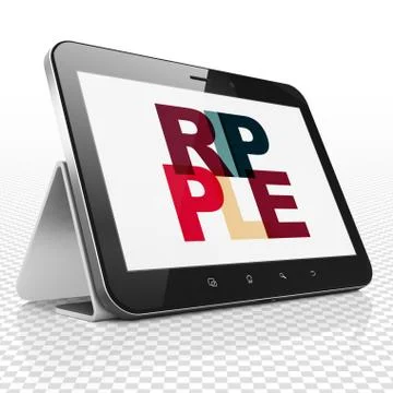 Cryptocurrency concept: Tablet Computer with Ripple on  display Ilustração Stock