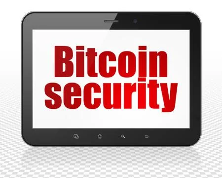 Cryptocurrency concept: Tablet Pc Computer with Bitcoin Security on display Illustrazione stock