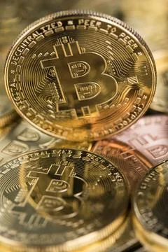 Cryptocurrency concept. Virtual currency background, Bitcoin Stock Photos