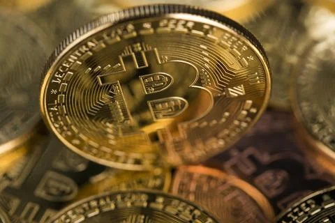 Cryptocurrency concept. Virtual currency background, Bitcoin Stock Photos