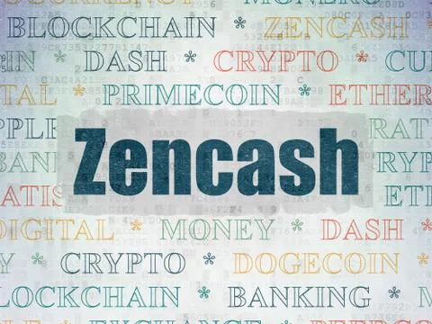 Cryptocurrency concept: Zencash on Digital Data Paper background Stockillustratie