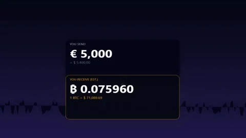 Cryptocurrency conversion and exchange calculator animation with Euro to Bi.. Vídeo Stock 343506894
