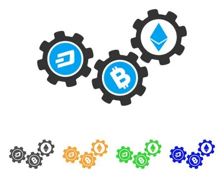 Cryptocurrency Conversion Gears Vector Icon 스톡 일러스트