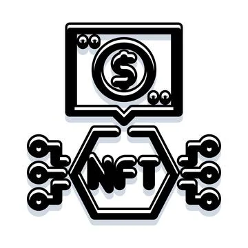 Cryptocurrency converting digital art into dollar value Stock Illustration