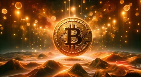 Cryptocurrency Core : Bitcoin Digital Landscape Stock Footage 258765133