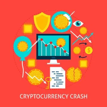 Cryptocurrency Crash Flat Concept Stock Illustration