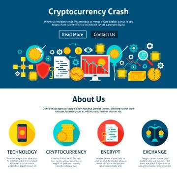 Cryptocurrency Crash Website Design 스톡 일러스트