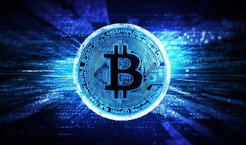 Cryptocurrency - Crypto Technology - Bitcoin - Abstract Background. Stock Illustration
