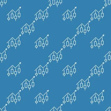 Cryptocurrency Day Trading vector Candlestick Chart Patterns outline seamle.. Stock Illustration