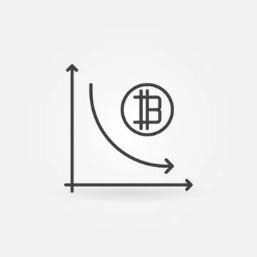 Cryptocurrency decline graph line icon Stock Illustration