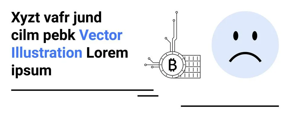 Cryptocurrency Decline Representation with Bitcoin Symbol and Frowning Face 스톡 일러스트