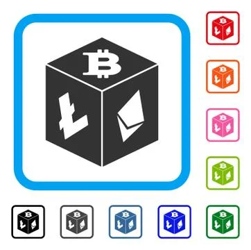 Cryptocurrency Dice Framed Icon 스톡 일러스트