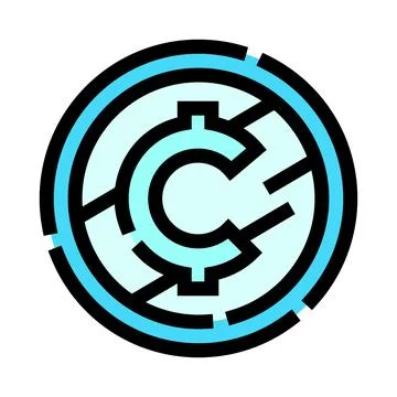 Cryptocurrency digital coin icon representing finance technology Stock Illustration