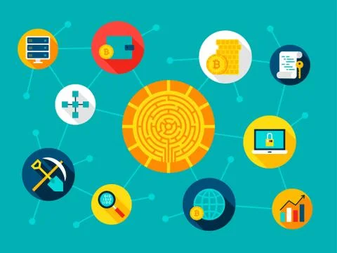 Cryptocurrency Digital Concept Ilustração Stock