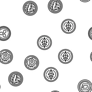 Cryptocurrency Digital Money Vector Seamless Pattern Stock Illustration