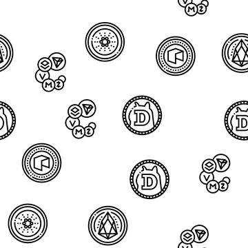 Cryptocurrency Digital Money Vector Seamless Pattern Stockillustratie