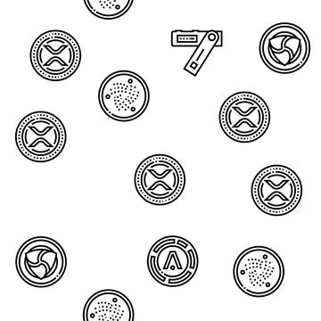 Cryptocurrency Digital Money Vector Seamless Pattern Stock Illustration