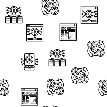 Cryptocurrency Digital Money Vector Seamless Pattern Stock Illustration