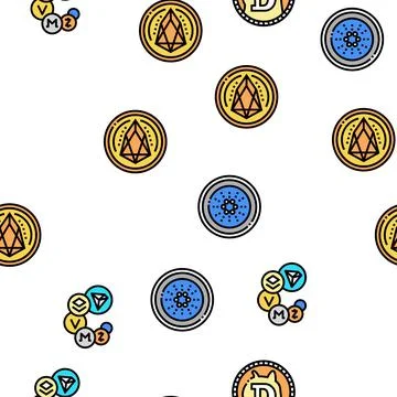 Cryptocurrency Digital Money Vector Seamless Pattern Stock Illustration