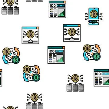 Cryptocurrency Digital Money Vector Seamless Pattern Stock Illustration