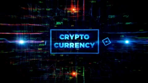 Cryptocurrency Digital Network Title Animation 库存影片 314932316