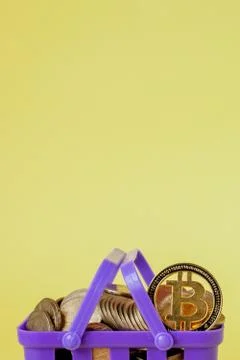 Cryptocurrency digital payment concept, various of silver and golden physical Stock Photos