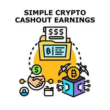 Cryptocurrency earnings cashout process concept illustration Stock Illustration