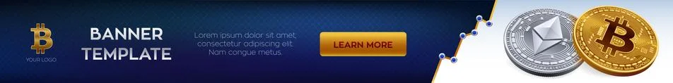 Cryptocurrency editable banner template. Bitcoin. Ethereum. 3D isometric Phys Illustrazione stock