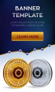 Cryptocurrency editable banner template. Komodo. 3D isometric Physical bit co Stock Illustration