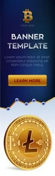 Cryptocurrency editable banner template. Litecoin. 3D isometric Physical bit  Stock Illustration