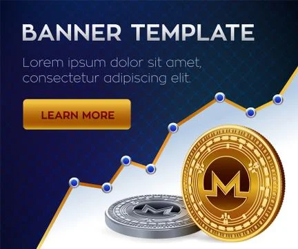 Cryptocurrency editable banner template. Nem. 3D isometric Physical bit coin. Stock Illustration