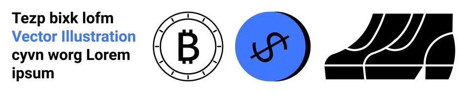 Cryptocurrency elements including Bitcoin and dollar sign symbols, abstract d イラスト素材