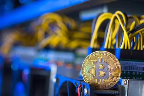 Cryptocurrency equipment mining Stock Photos